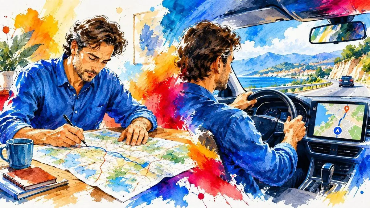 Aquarelillustratie van een trap die groei en ontwikkeling verbeeldt